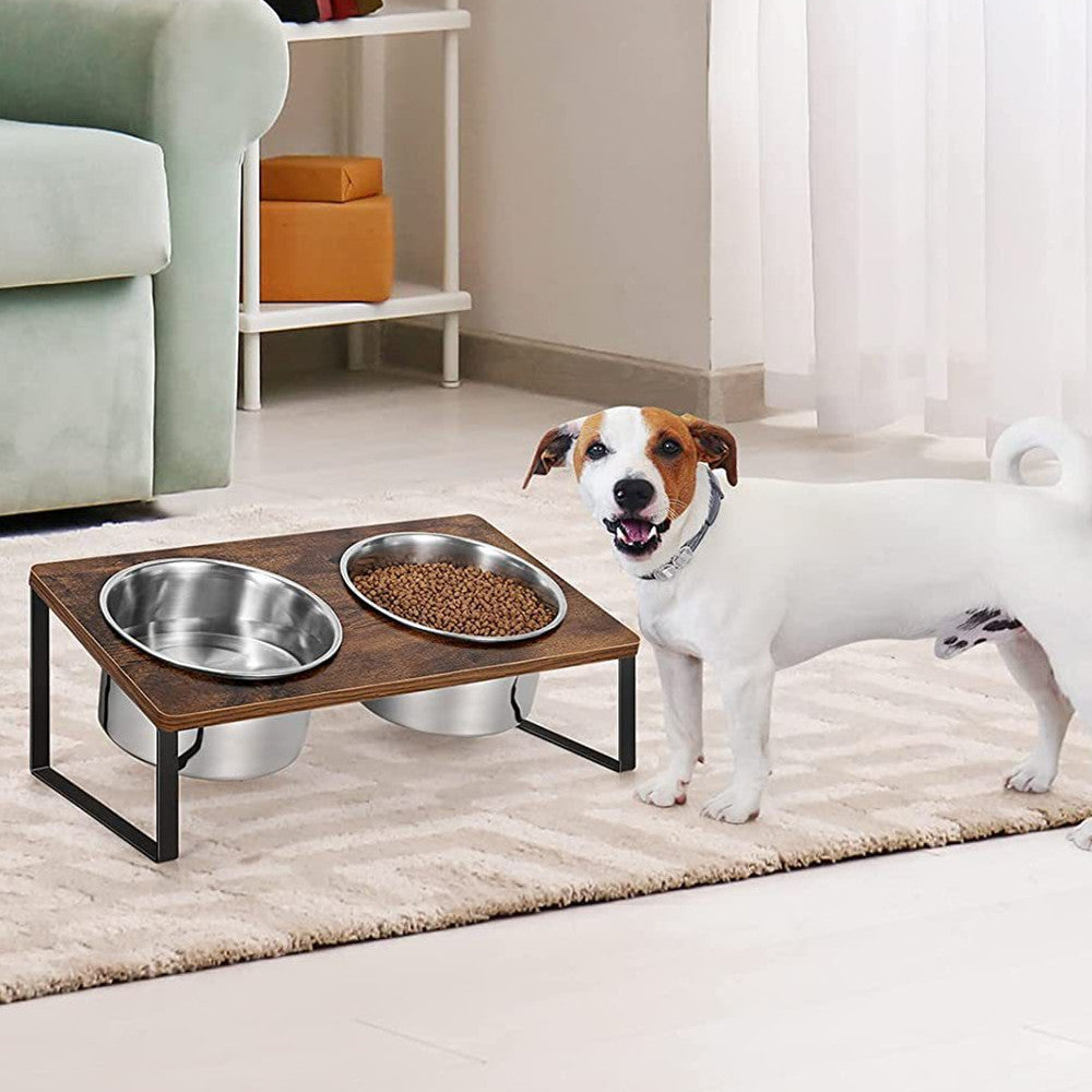 Enhance Your Pet's Dining Experience with Our Pet Iron Wood Combined Feeding Bowl Rack Stand