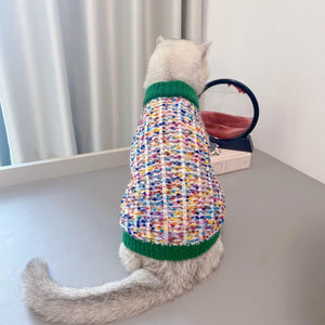 Keep Your Pet Stylish and Warm with Our Color-Block Pet Cardigan Sweater