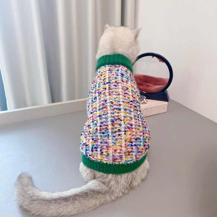 Keep Your Pet Stylish and Warm with Our Color-Block Pet Cardigan Sweater