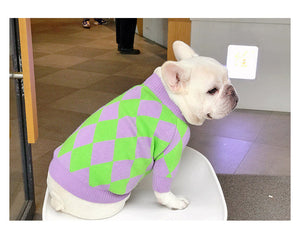 Trendy Plaid Pet Sweater Warm Stylish Wear