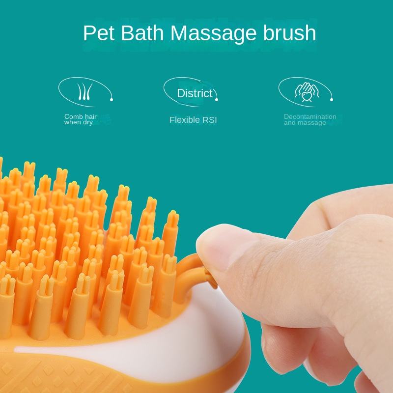 2 In 1 Pet Bath Brush Soft Silicone Massage Grooming Tool