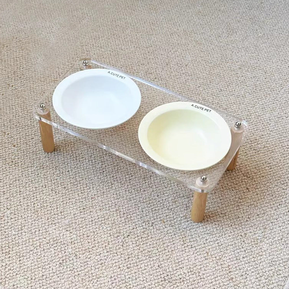 Anti-Tumble Elevated Ceramic Pet Double Feeding Bowl