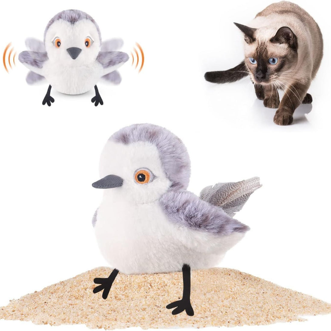 USB Rechargeable Interactive Flapping Bird Pet Toy