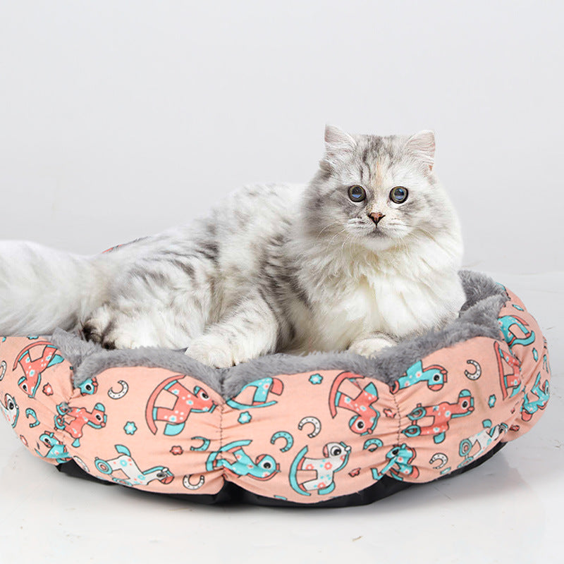 Calming Donut Round Fluffy Pet Bed For Small Pets