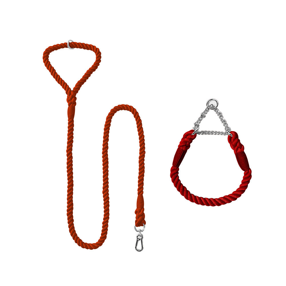 Woven Cotton Pet Collar And Leash Set