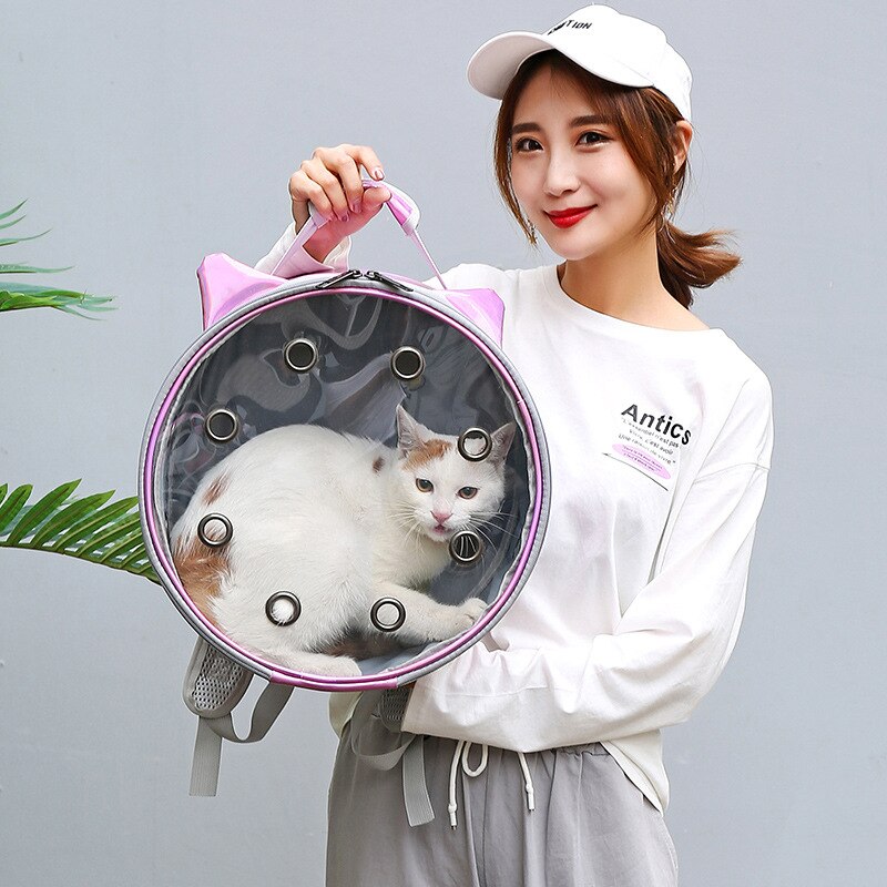 Transparent Breathable Pet Backpack Portable Travel Carrier Bag