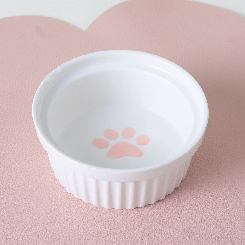 Tall Diagonal Ceramic Pet Double Feeding Bowl Water Bowl