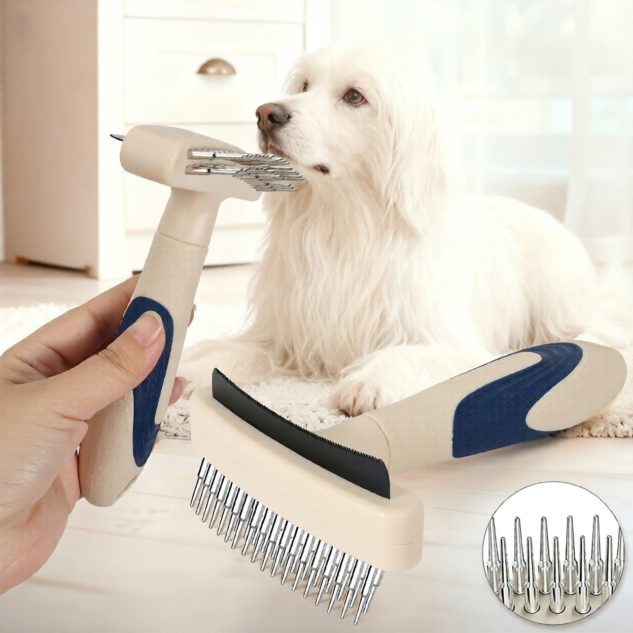 Pet Grooming Detangling Brush Loose Hair Removal Tool
