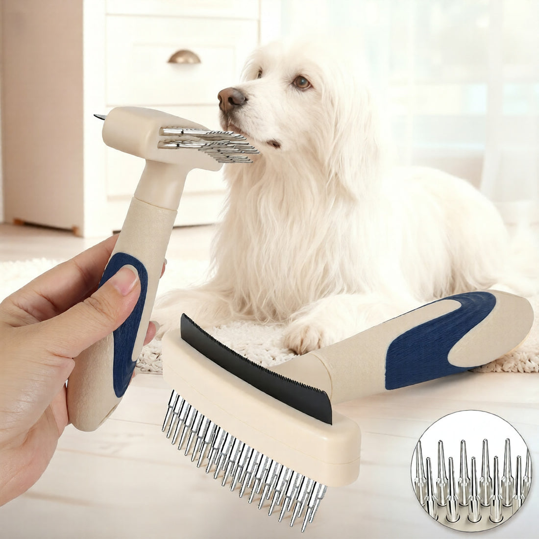Pet Grooming Detangling Brush Loose Hair Removal Tool