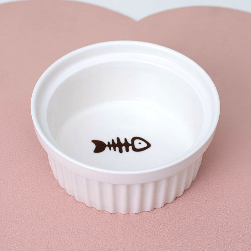 Tall Diagonal Ceramic Pet Double Feeding Bowl Water Bowl