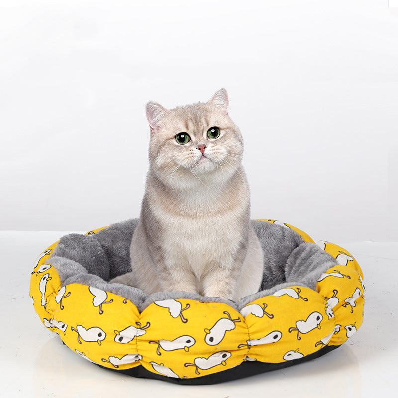 Calming Donut Round Fluffy Pet Bed For Small Pets