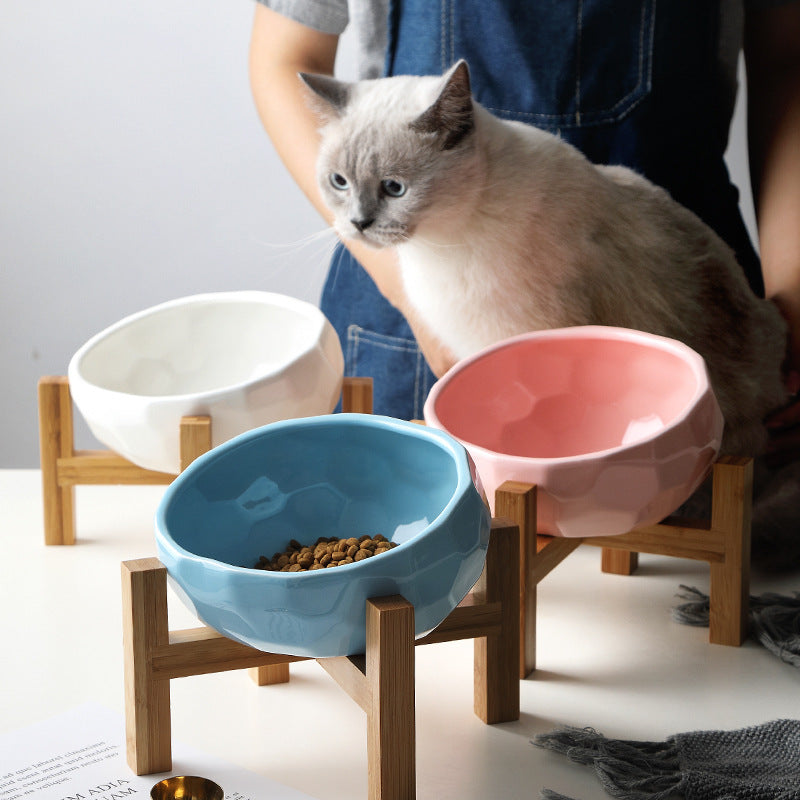 Pet Oblique Mouth Anti Spill Feeding Bowl Bucket Style