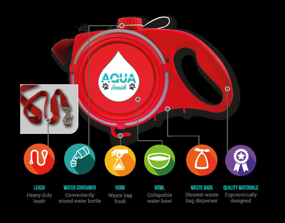Multifunctional Portable Pet Leash With Water Bottle