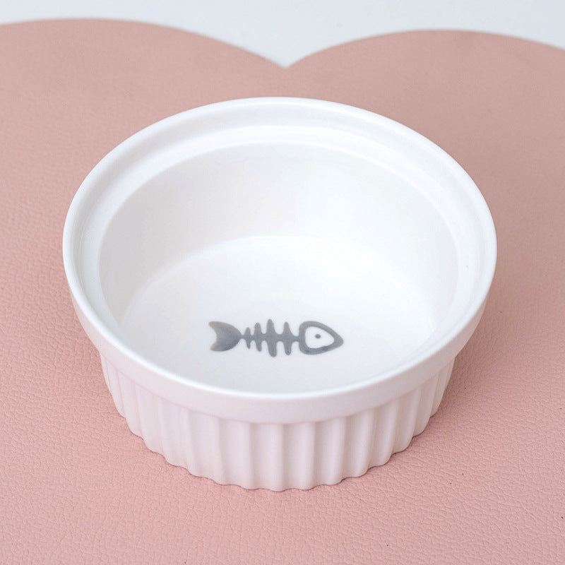 Tall Diagonal Ceramic Pet Double Feeding Bowl Water Bowl