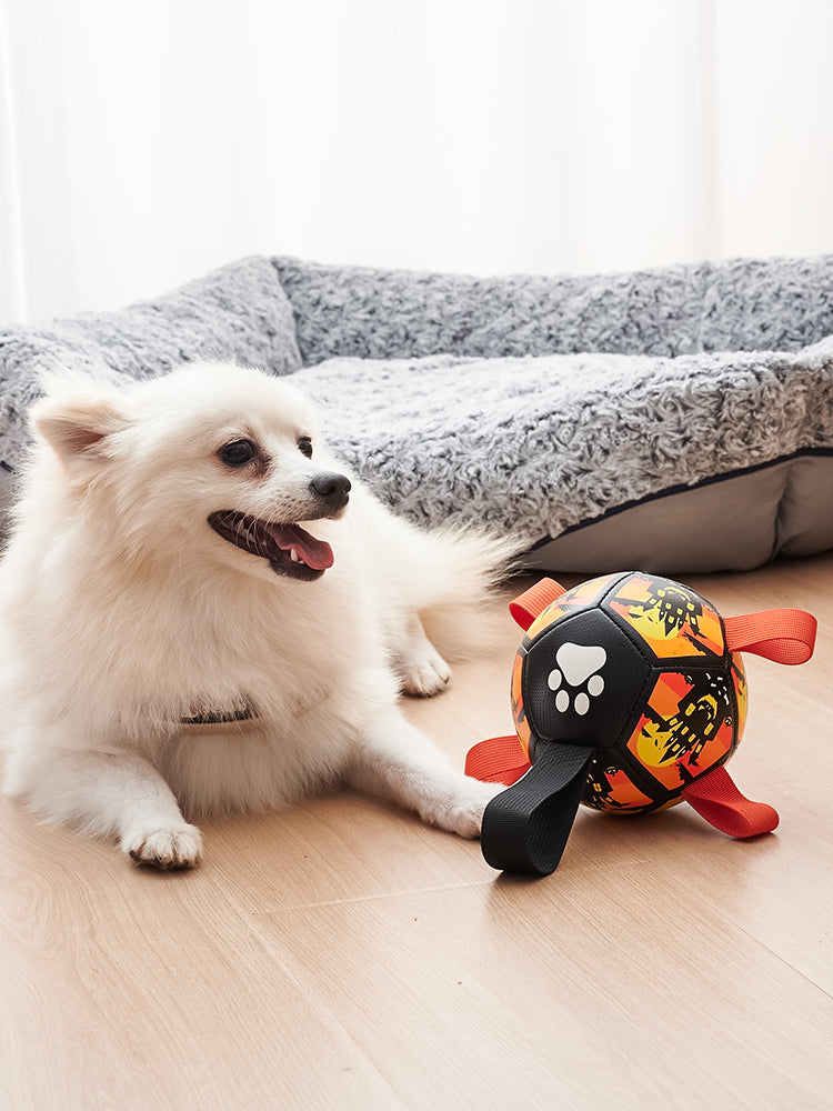 Interactive Pet Soccer Ball Toy With Straps Tug Play