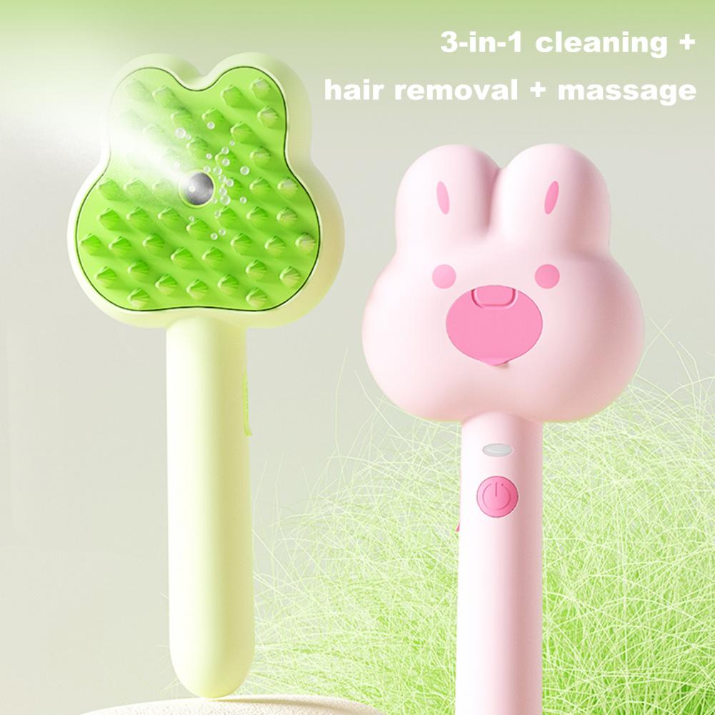 Rechargeable Pet Steam Grooming Brush Self Cleaning Spray Comb