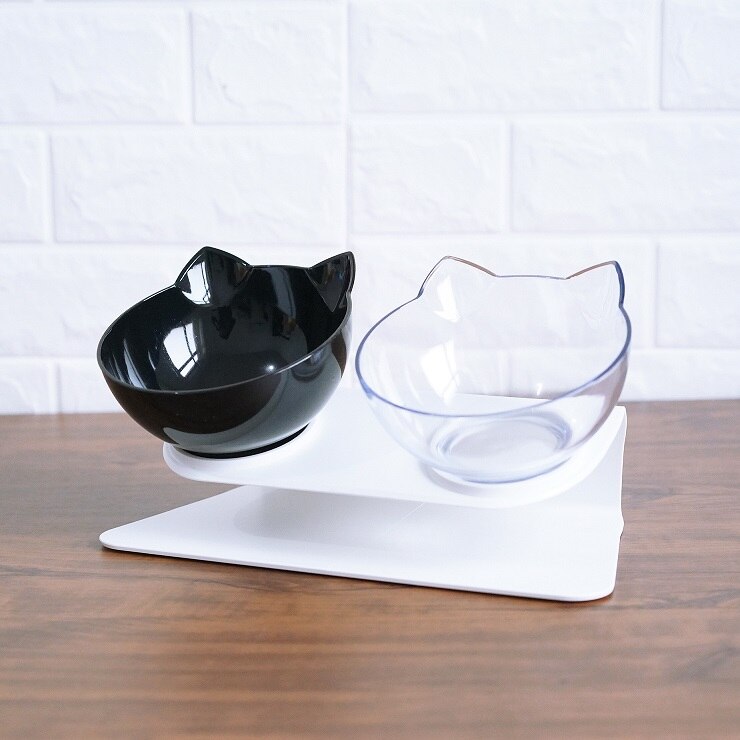 Non Slip Elevated Pet Double Feeding Bowl Transparent Stand
