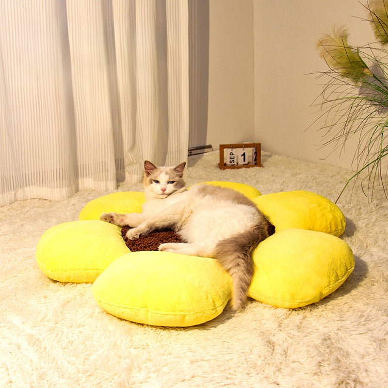Round Flower Plush Winter Warm Pet Nest All Seasons Kennel