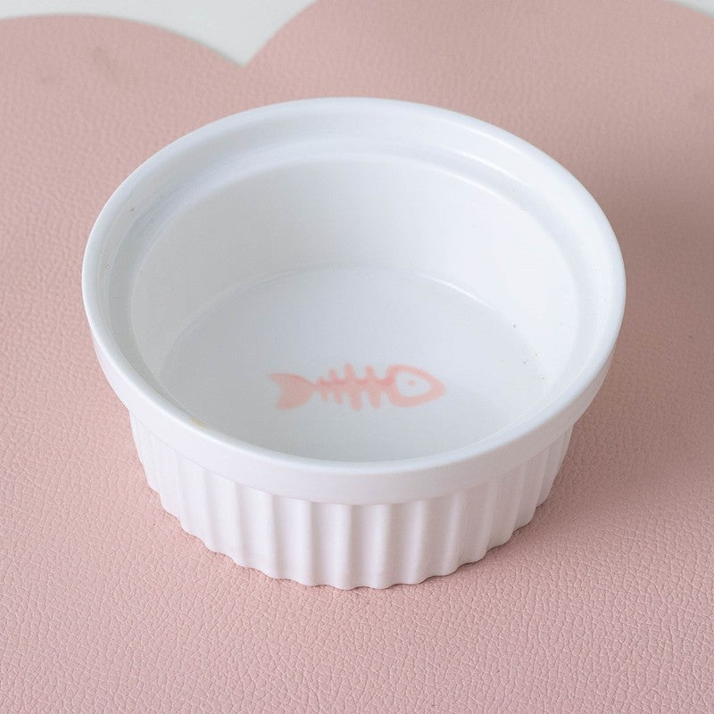 Tall Diagonal Ceramic Pet Double Feeding Bowl Water Bowl