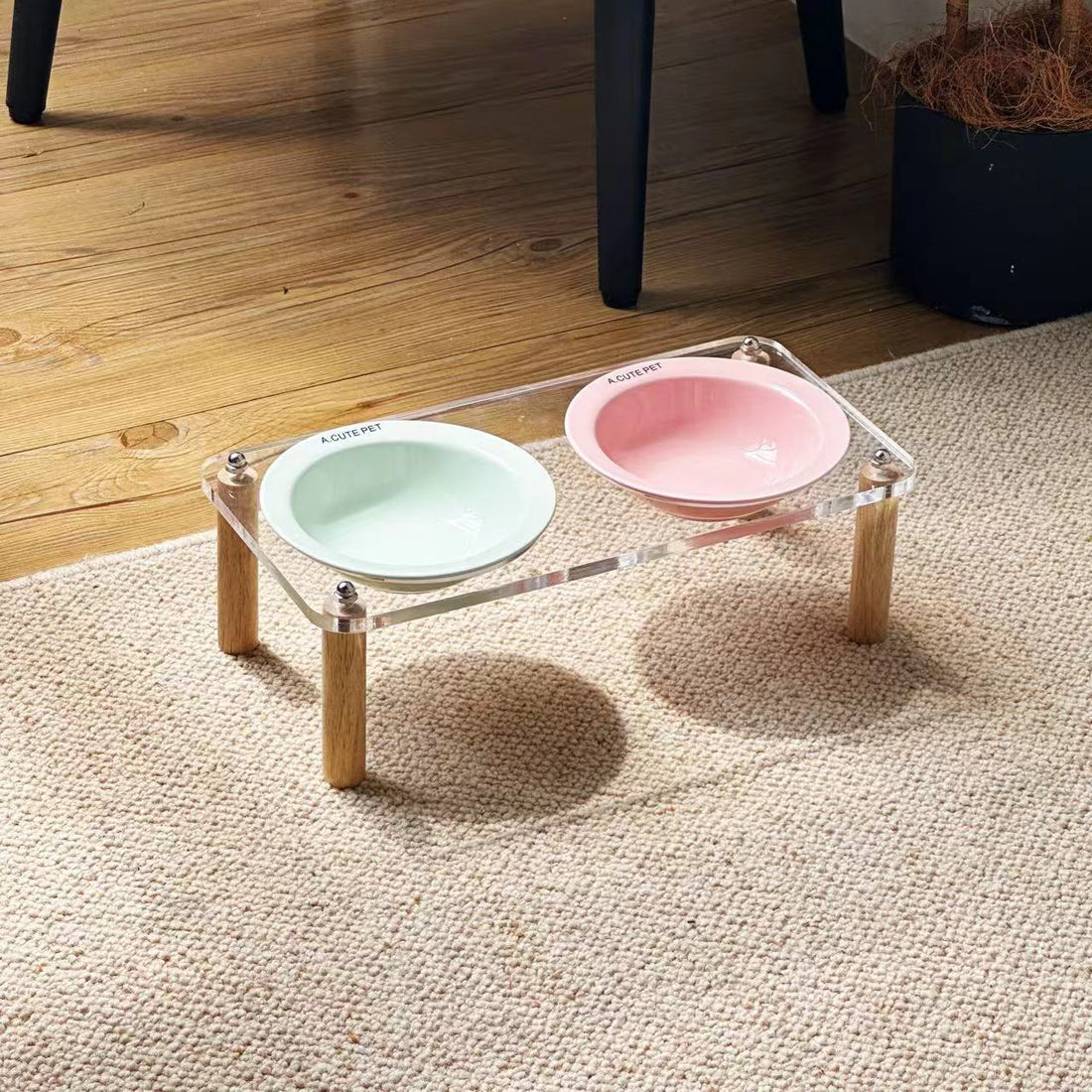 Anti-Tumble Elevated Ceramic Pet Double Feeding Bowl