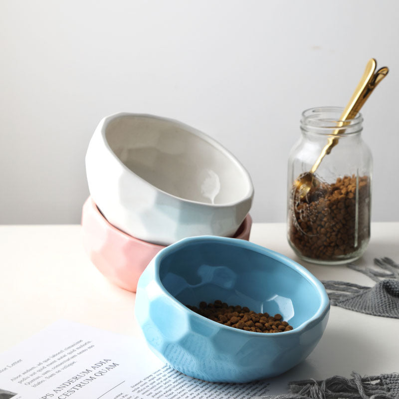 Pet Oblique Mouth Anti Spill Feeding Bowl Bucket Style