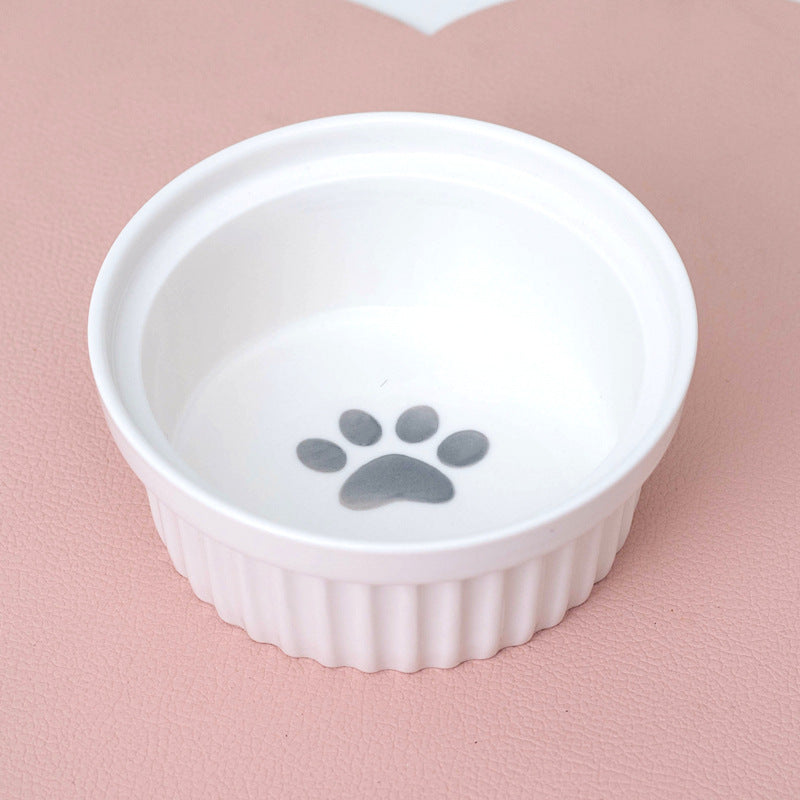 Tall Diagonal Ceramic Pet Double Feeding Bowl Water Bowl