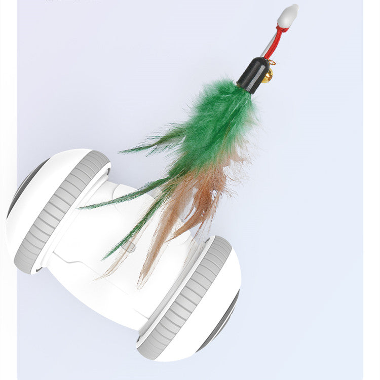Interactive Feather Head Pet Teaser Toy