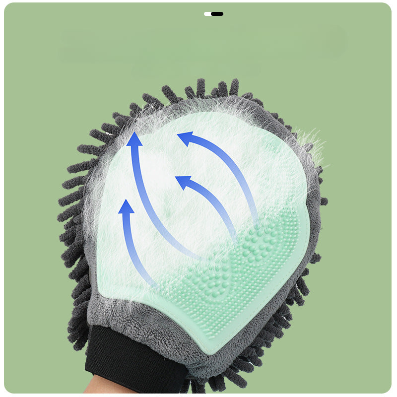 2 In 1 Pet Bathing Grooming Glove Massage Cleaning Brush