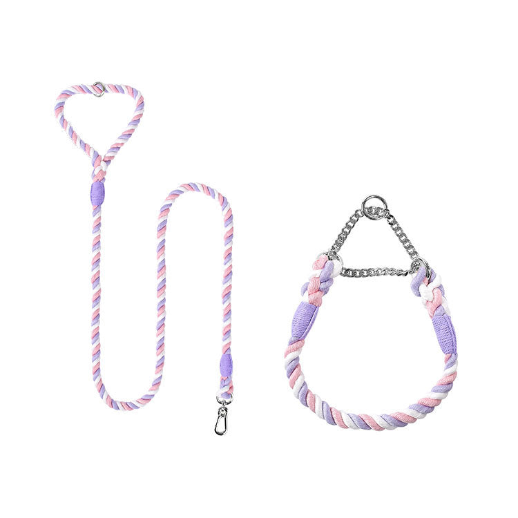 Woven Cotton Pet Collar And Leash Set