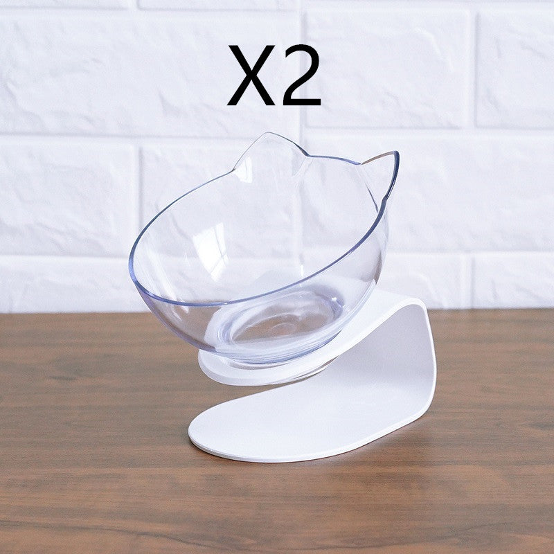 Non Slip Elevated Pet Double Feeding Bowl Transparent Stand