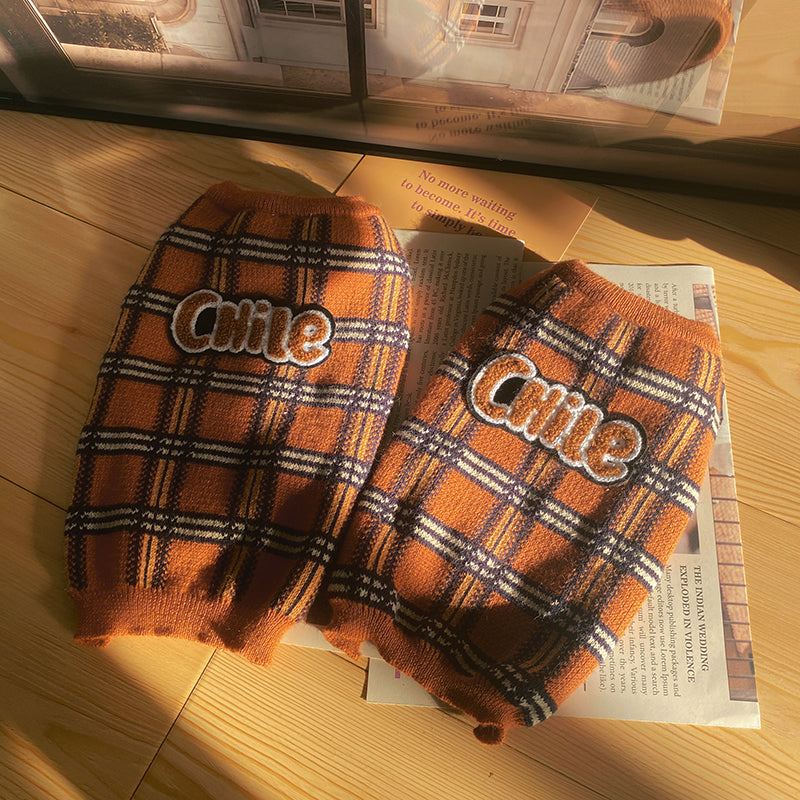 Vintage Plaid Pet Sweater Warm Cozy Apparel