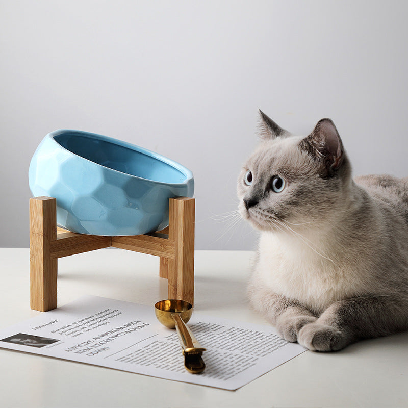 Pet Oblique Mouth Anti Spill Feeding Bowl Bucket Style