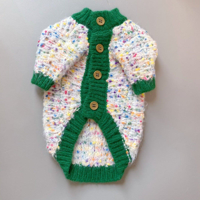 Color-Block Pet Cardigan Sweater Warm Comfortable Wear