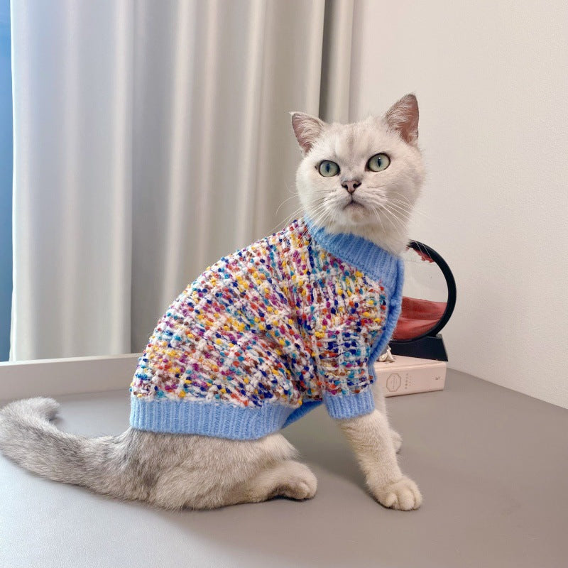 Color-Block Pet Cardigan Sweater Warm Comfortable Wear