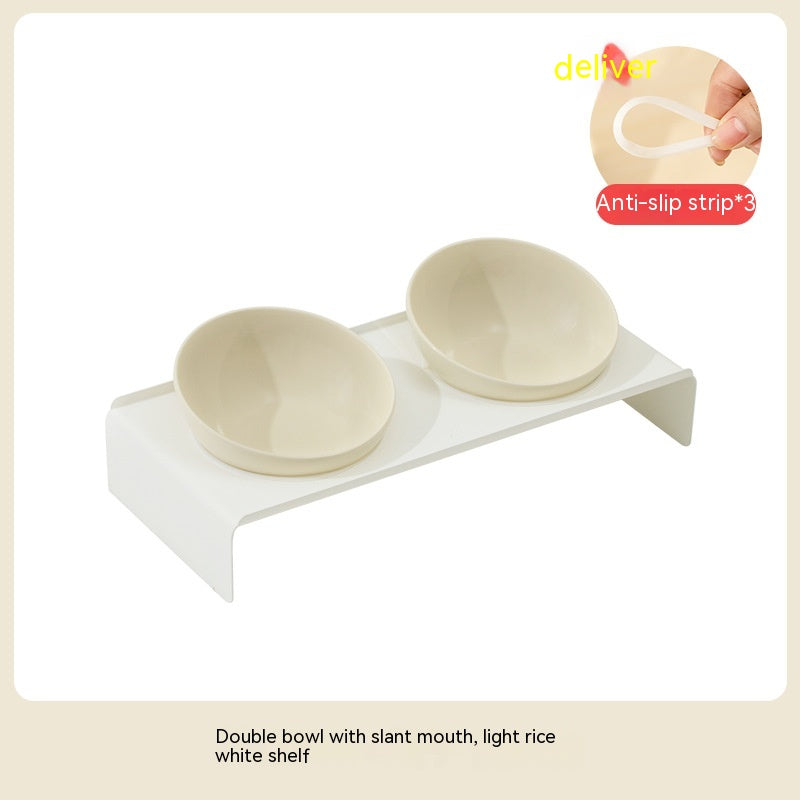 Ceramic Beveled Pet Feeding Bowl Stylish Durable Design