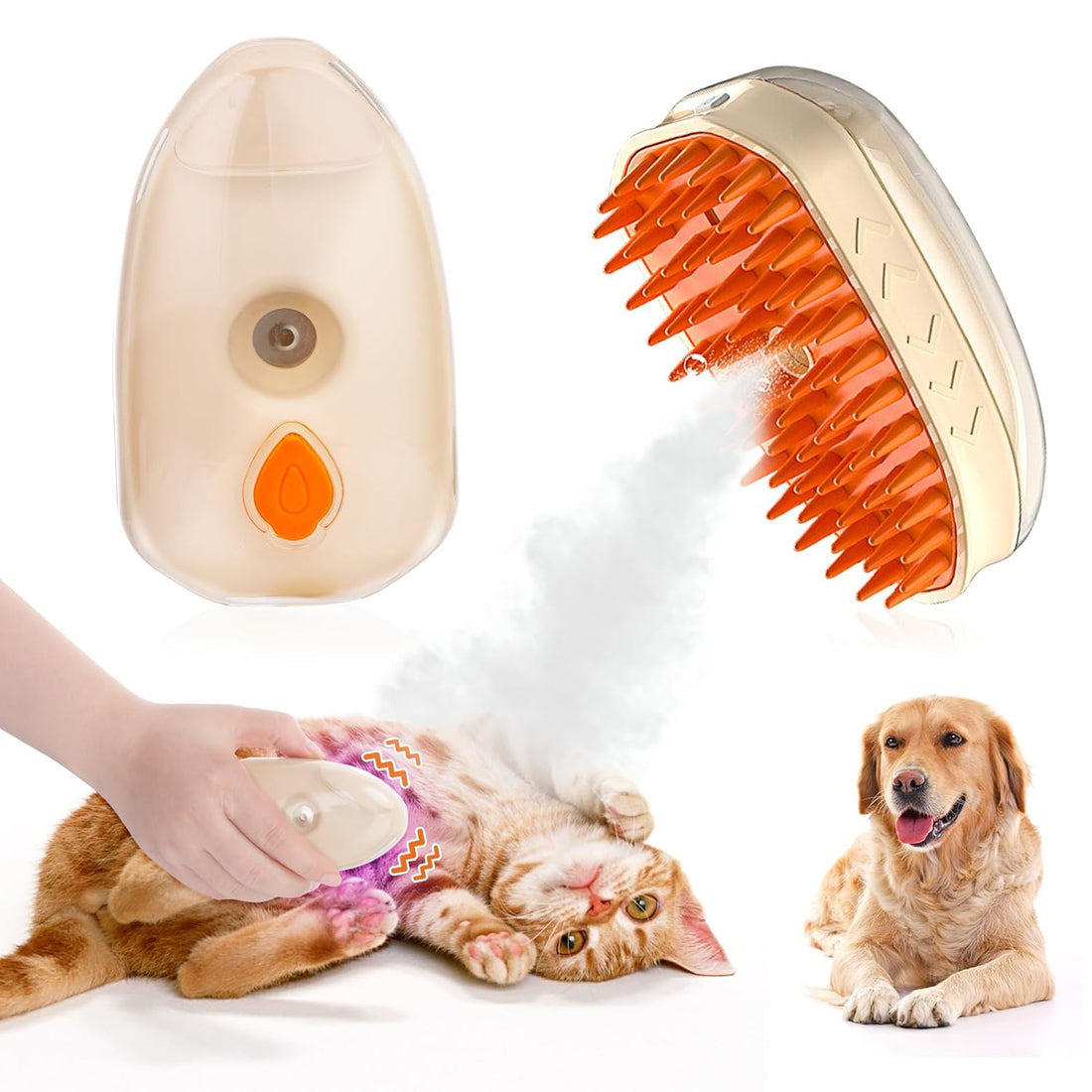 4 In 1 Pet Steam Grooming Brush Hair Removal Massage Tool