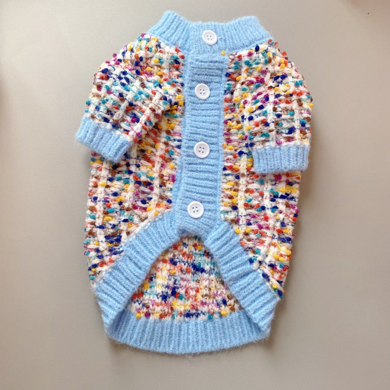 Color-Block Pet Cardigan Sweater Warm Comfortable Wear