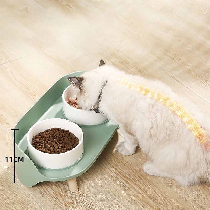Adjustable Tilted Pet Double Feeding Bowl Spill Proof Design