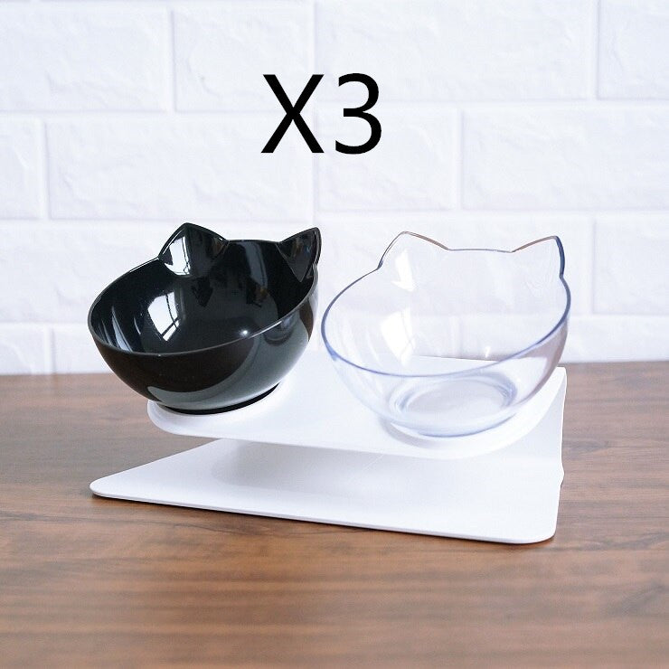 Non Slip Elevated Pet Double Feeding Bowl Transparent Stand