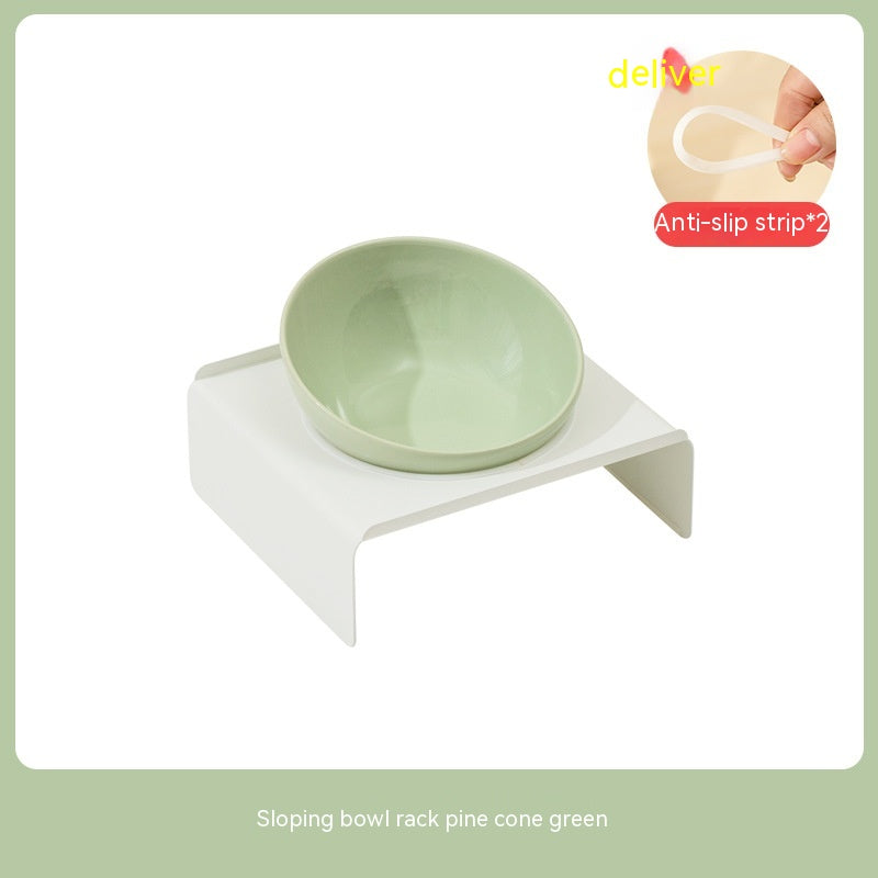 Ceramic Beveled Pet Feeding Bowl Stylish Durable Design