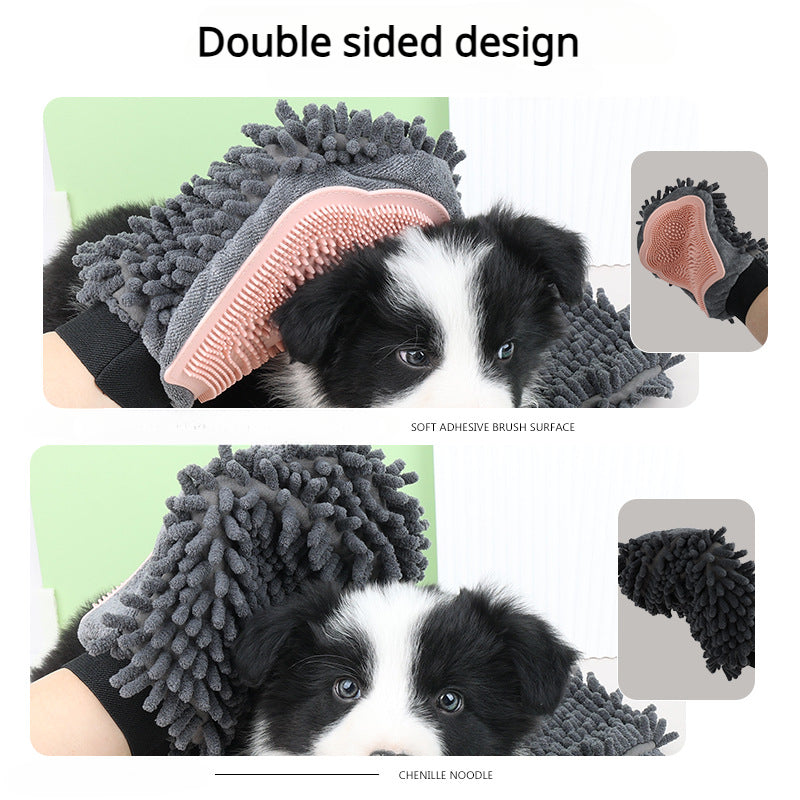 2 In 1 Pet Bathing Grooming Glove Massage Cleaning Brush