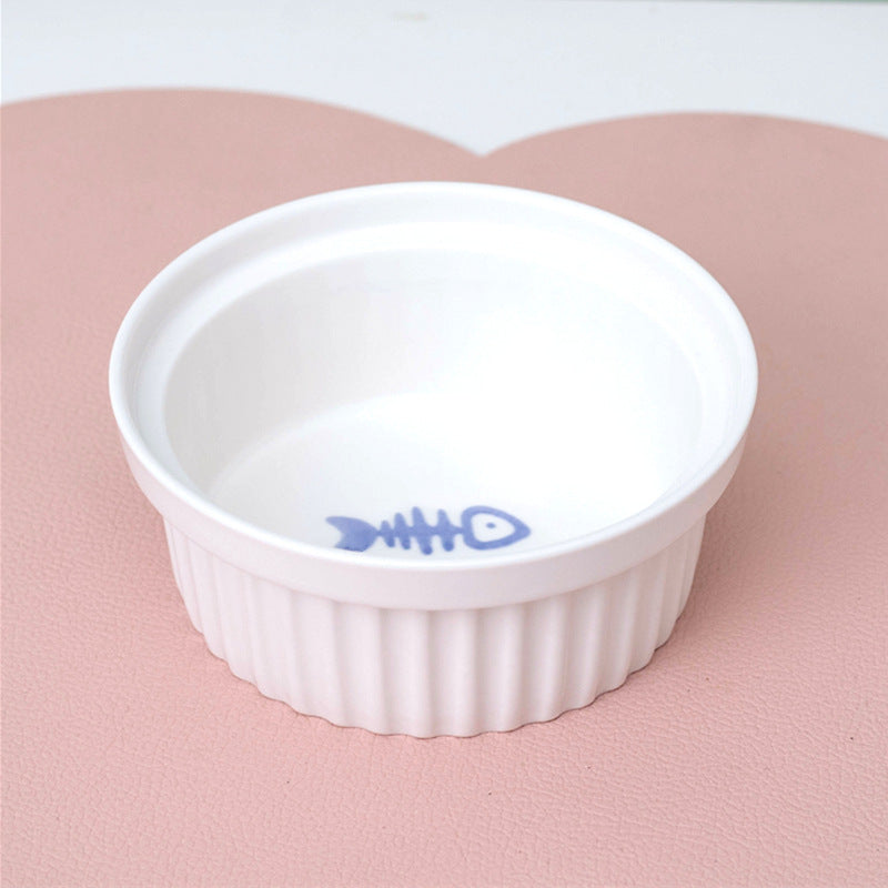 Tall Diagonal Ceramic Pet Double Feeding Bowl Water Bowl