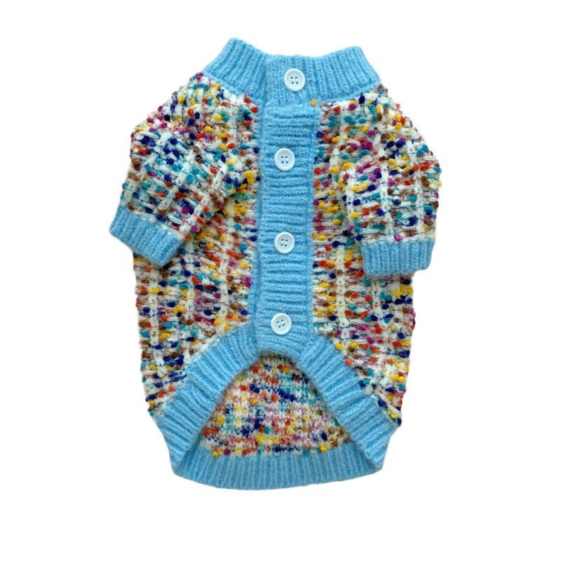Color-Block Pet Cardigan Sweater Warm Comfortable Wear