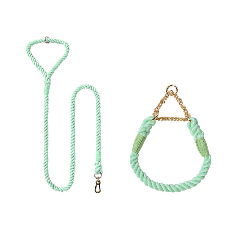 Woven Cotton Pet Collar And Leash Set