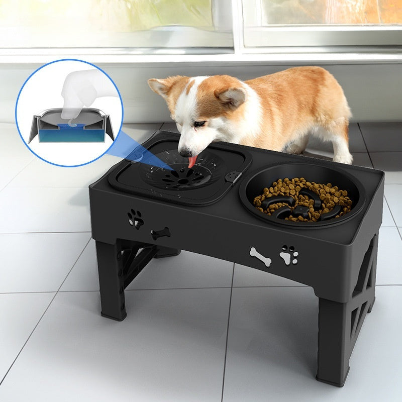 Stainless Steel Pet Double Bowl Elevated Feeding Set