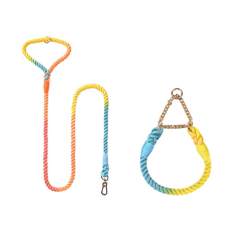 Woven Cotton Pet Collar And Leash Set
