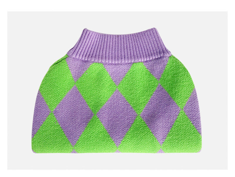 Trendy Plaid Pet Sweater Warm Stylish Wear