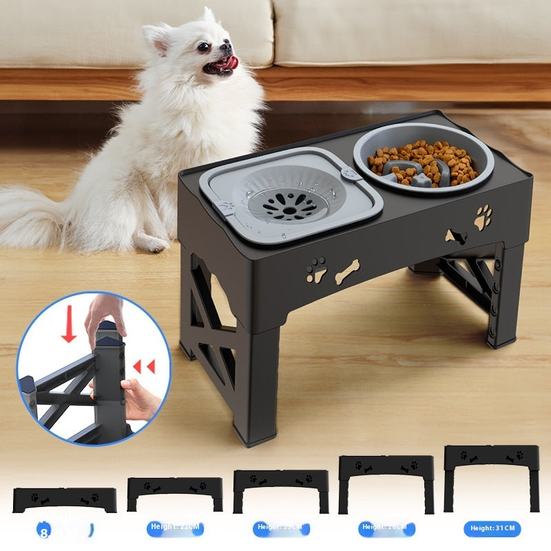 Stainless Steel Pet Double Bowl Elevated Feeding Set