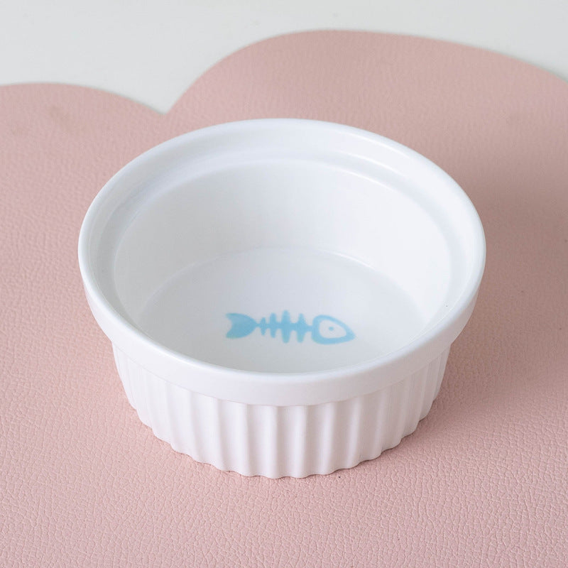 Tall Diagonal Ceramic Pet Double Feeding Bowl Water Bowl