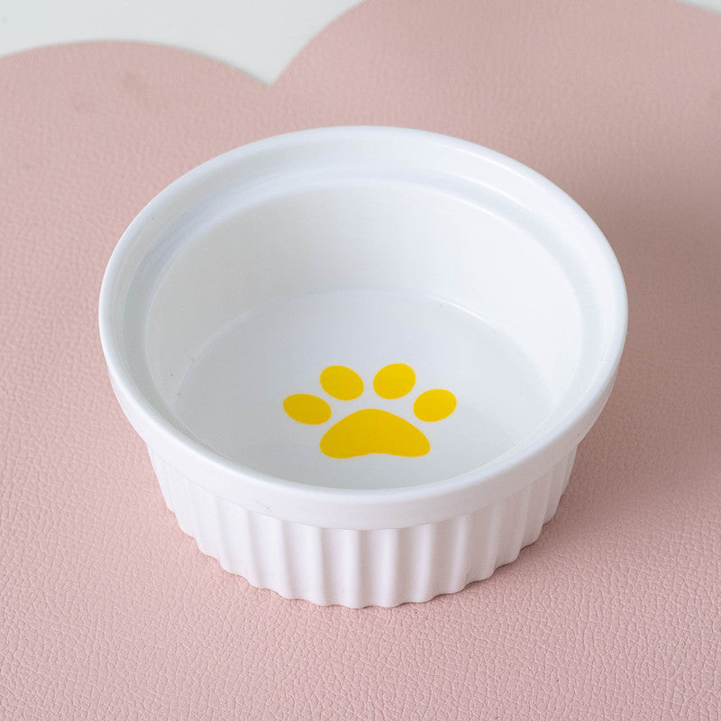 Tall Diagonal Ceramic Pet Double Feeding Bowl Water Bowl